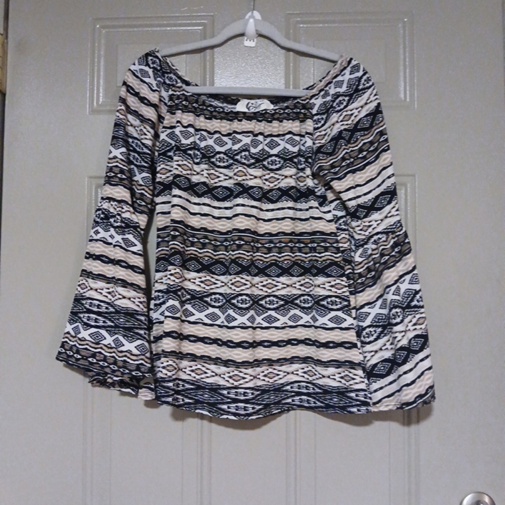 Christian Caliendo Woman Blouse Top Long Bell Sleeves Size L